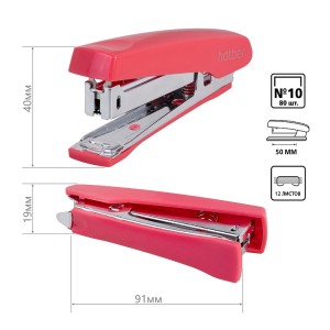 Степлер №10 Hatber Gentle на 16л. пластик с антистеплером ассорти /085961