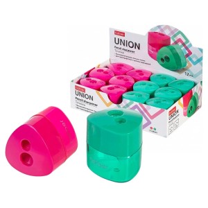 Точилка 2 отв Hatber Union с контейнером / 078201