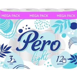 Бумага туалетная "PERO"Light , 3-х слойная (белая) /уп 12 шт