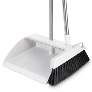 Веник пластиковый с совком комплект "Deli" серый /LQ160