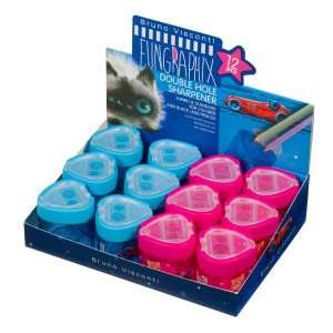 Точилка 2 отв BV Funsharp Гонки/котики пластик / 35-0017