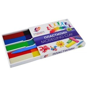 Пластилин 10 цветов Классика 200 гр со стеком (Луч) /уп 20 шт