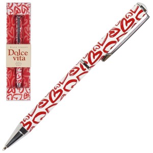 Ручка шариковая BV Dolce vita "Сердечки", металлический корпус, 07, мм, синий стержень