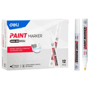 Маркер по металлу DELI "Paint"2 мм, белый/U500/уп 12 шт