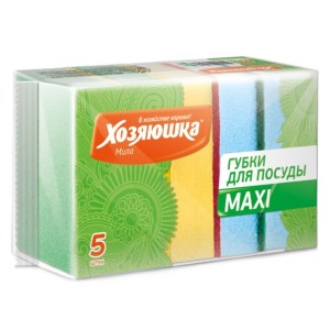Губки для посуды "Хозяюшка" MAXI / уп 5 шт/1064