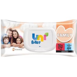 Салфетки влажные "UNI BABY"FAMILI детские с экстрактом ромашки 100 шт