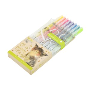 Ручки / набор гель 8 цв. BV UniWrite "Милый котик" 0.8 мм в упаковке