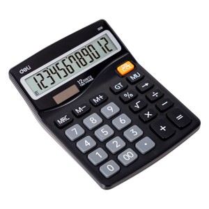 Калькулятор 12 разрядный "DELI" 160х122х36 мм, черный /1210