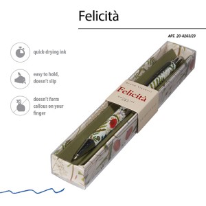 Ручка шариковая BV Felicita автомат Луговые травы 0,7 мм, синий корпус, в футляре