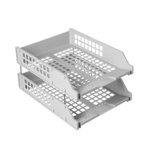 Лоток гориз. 2-х секц. Стамм пластик серый / 63792
