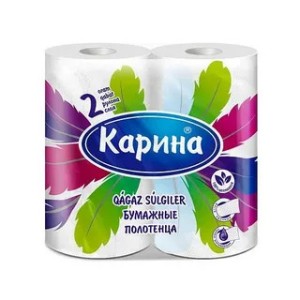 Бумажные полотенца "Карина" Перья 2х слойные /уп 2 шт /бл 14 шт