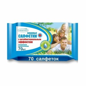 Салфетки влажные "Vestar" Антибактериальные 70 шт / 2059