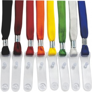 Шнурок для бейджей с пластиковым клипом зелёный вязаный