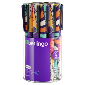 Ручка шариковая Berlingo "Groovy" 0.7 мм синий стержень, ассорти /уп 24 шт/07515