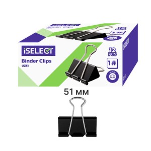 Зажим 51 мм "DELI iSelect" чёрные /UZ51 /уп/12 шт, пач