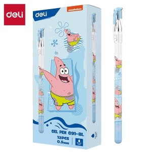 Ручка гелевая Deli "SpongeBob" 0,5 мм синий стержень /уп 12 шт /EG91-BL