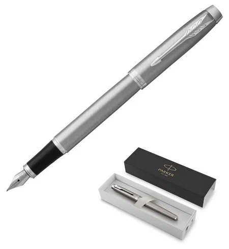 Ручка подарочная перьевая Parker IM Essential Stainless синяя, 0,8 мм, серебристый корпус /2143635