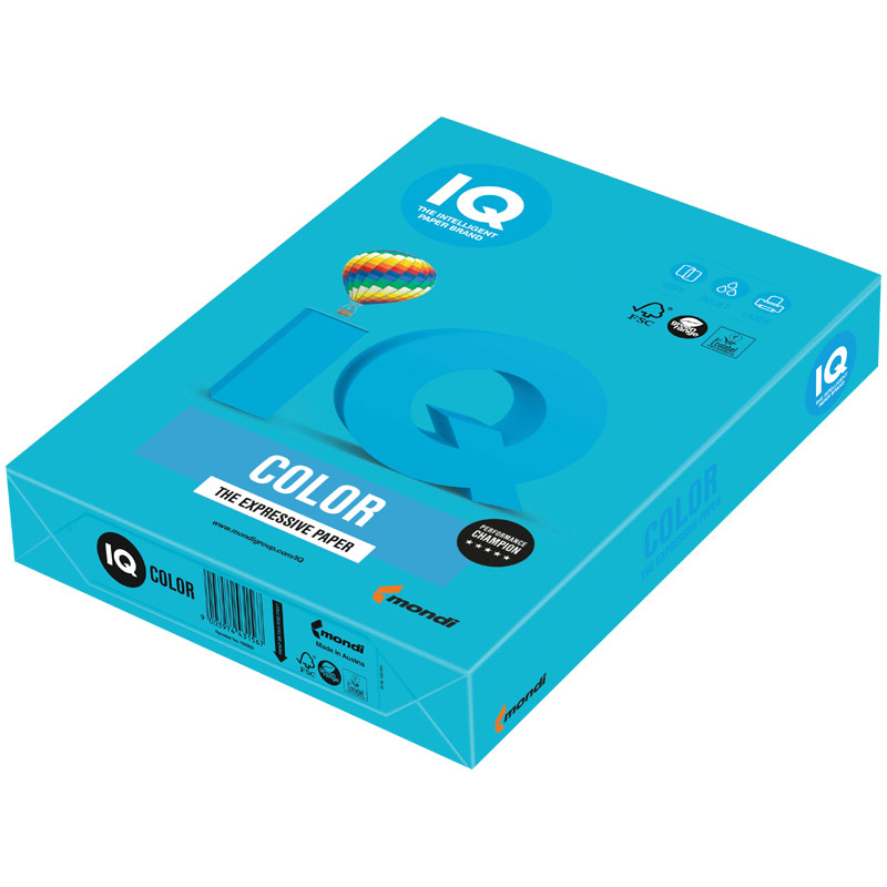 Цветная бумага A4.80гр 500 л IQ COLOR светло - синий /АВ48