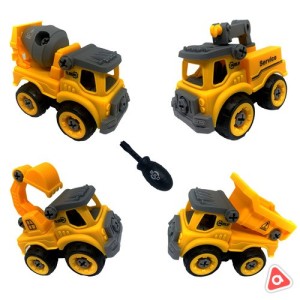 Конструктор винтовой с отверткой Бетономешалка, машина с ковшом / 7016002/ 7016004