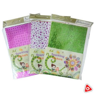 Бумага для скрапбукинга с узорами 10 цв. А4 (блестящая - Sparkling stickers )