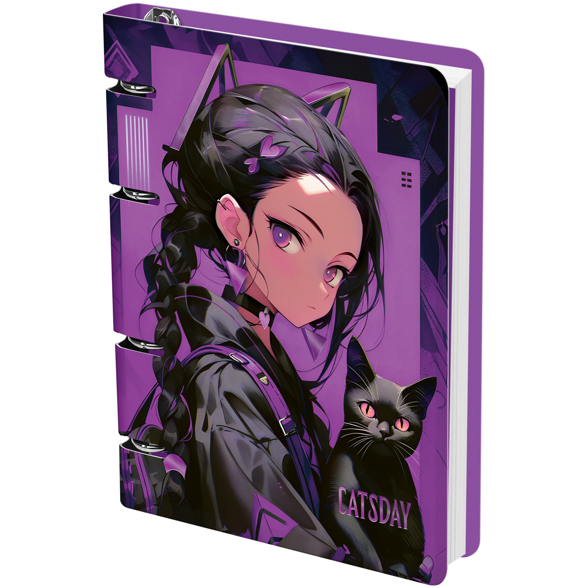 Бизнес - тетрадь на кольцах MESHU А5 "Catsday" 100 л,в клетку, картон, с зам. блока /63943
