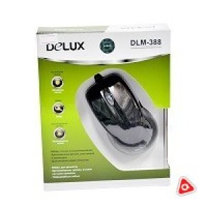Мышь проводная Delux, DLM-388 Оптическая, 800dpi, черная, 1,6 м