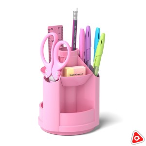 Органайзер 6 предметов ErichKrause Mini Desk "Pastel" вращающийся розовый пластик / 53231