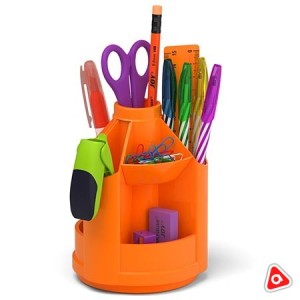 Органайзер 12 предметов ErichKrause Mini Desk "Neon" вращающийся оранжевый пластик / 53229