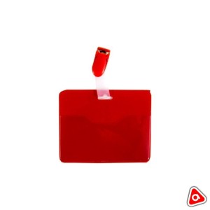 Бейдж гориз. 60 х 90 мм, Durable пластик красный,с клипом 8106