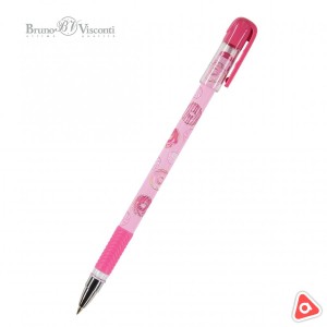 Ручка шариковая BV MagicWrite "Кошка с бантиком" с резин держат, 0,5 мм, синий стержень /уп 24 шт