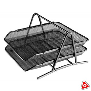 Лоток гориз. 2-х секц. Deli, черный металлический 9183