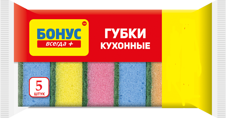 Губки для посуды "Бонус всегда +" пористая / уп 5 шт /7923