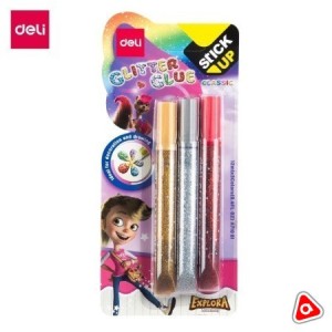 Клей - гель "Deli Explora" с блёсками уп 3 шт в блистере/71001