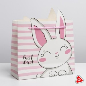 Пакет подарочный 25х26х10см/зайчик /2376