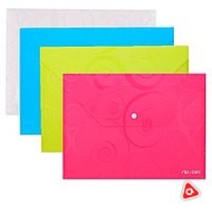 Папка - конверт на кнопке А4 "Deli" с узором 0,18 мм, ассорти /39640