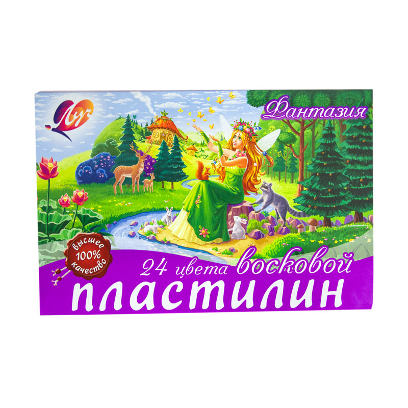 Пластилин 24 цветов восковой "Фантазия" Луч