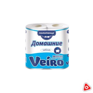 Бумажные полотенца "VEIRO Домашние" белые 2х слойные /уп 2шт /в блоке 12 шт