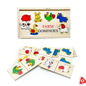 Домино детское деревянное (овощи, животные)