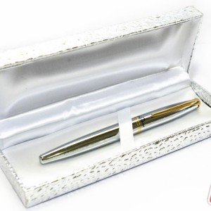 Ручки подарочная шариковая металлическая серый корпус, поворотный механизм /011