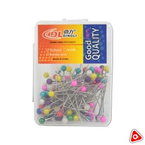Булавки канцелярские с цветными головками "Stationary"/Dingli /уп 100 шт
