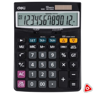 Калькулятор 12 разр DELI 1630 198х146х40 мм, чёрный