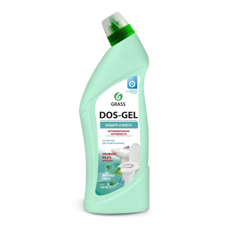 Гель для чистки унитазов GRASS "DOS-GEL", "Мятная сила", 750 мл /кор 8 шт