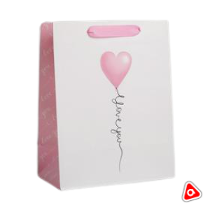 Пакет подарочный 23х27х11,5см Love you. шарик сердечко/7564