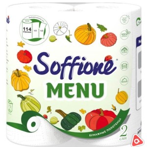 Бумажные полотенца "Soffione Menu" 2х слойные / в уп 2 шт
