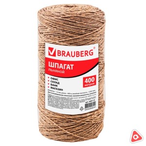 Шпагат джутовый "Brauberg" диаметр 1,5 мм, льняной, 400 метров /600115