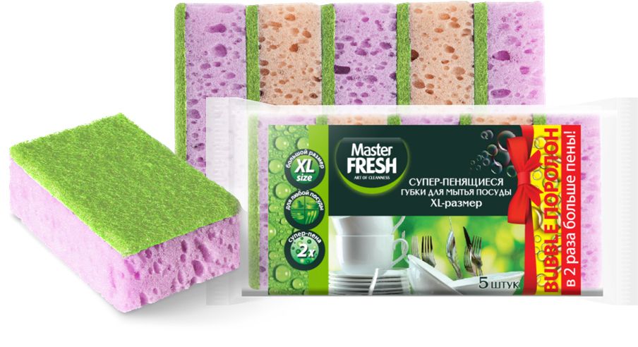 Губки для посуды крупнопористый" Master Fresh" 5 шт /уп 4357