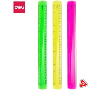 Линейка пластиковая 30 см Deli неоновые цвета, ассорти /G00302