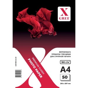 Фотобумага X-Gree A4 180 г/м2 односторонняя глянцевая премиум в пачке 50 л /кор 22 шт
