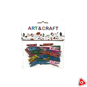 Зажим "ART & CRAFT" 2,5 см цветной деревянные