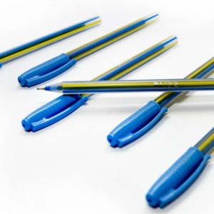 Ручка шариковая DOMS 0,6 мм синий стерж (желт полоска) /в уп12/20/50шт домс